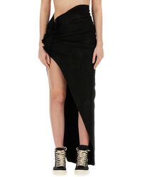 Rick Owens - Slim Fit Long Skirt With High Slit - Lyst