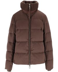 DUNO - Padded High Ribbed Collar Drawstring Down Jacket - Lyst
