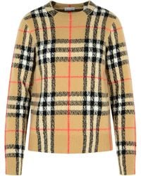 Burberry - 'Constance Check' Beige Cashmere und Wollpullover - Lyst