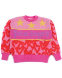 Palm Angels - Pa Spray Hearts Knit Crew Roze L - Lyst