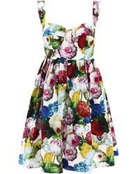 Dolce & Gabbana - Short Cotton Corset Dress With Nocturnal Flower Print - Lyst