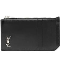 Saint Laurent - Monogram-Plaque Cardholder - Lyst
