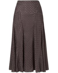 Fendi - Ff Silk Skirt - Lyst
