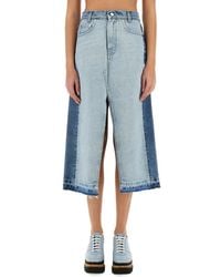 Stella McCartney - Denim Skirt With Contrasting Panel - Lyst