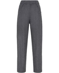 Brunello Cucinelli - High-Waisted Textured Trousers - Lyst