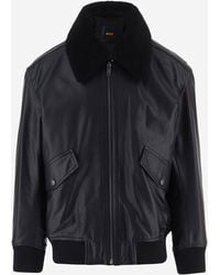 BOSS - Jopeak Leather Jacket - Lyst