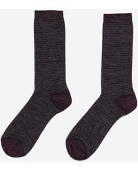 ANT45 - Ribbed Cotton Blend Socks With Metallic Thread - Lyst