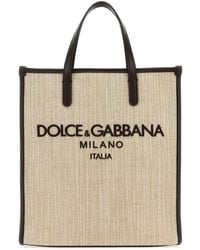 Dolce & Gabbana - Sand Canvas Small Shopping Bag - Lyst
