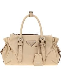 Prada - Sand Leather Small Karin Handbag - Lyst