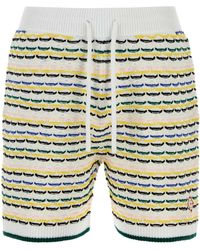 CASABLANCA - Embroidered Cotton Bermuda Shorts - Lyst