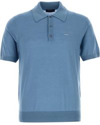 Prada - Cerulean Wool Polo Shirt - Lyst