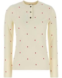 Bottega Veneta - Embroidered Cotton Blend Sweater - Lyst