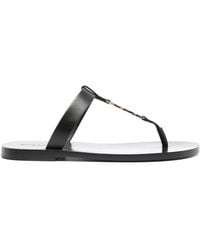Saint Laurent - Cassandre Leather Thong Sandals - Lyst