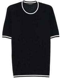 Montecore - Fine Knit T Shirt With Contrasting Trim - Lyst
