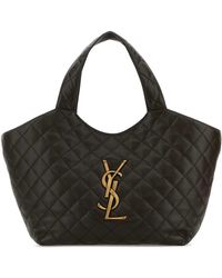 Saint Laurent - Charcoal Nappa Medium Icare Shopping Bag - Lyst
