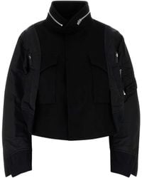 Sacai - Black Wool And Nylon Bomber Jacket - Lyst