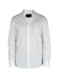 Philipp Plein - Cotton Poplin Skull Embroidered Shirt - Lyst