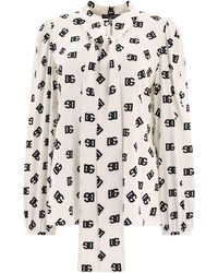 Dolce & Gabbana - Charmeuse -shirt Met Overal Dg Logo Print - Lyst