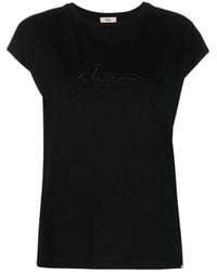 Herno - Crystal-Embellished Logo T-Shirt - Lyst