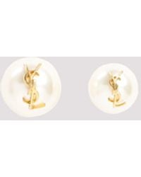Saint Laurent - Pearl Earrings With Monogram - Lyst