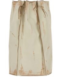 Prada - Sand Leather Skirt - Lyst