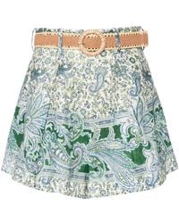 Zimmermann - Ottie Paisley Print Belted Linen Shorts - Lyst