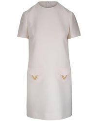 Valentino - Vlogo Signature Wool And Silk Dress - Lyst