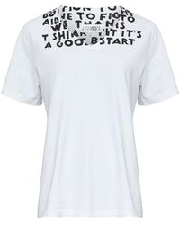 MM6 by Maison Margiela - V-Neck T-Shirt With Stamp-Effect Graphic Print - Lyst