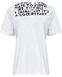 MM6 by Maison Margiela - V-Neck T-Shirt With Stamp-Effect Graphic Print - Lyst