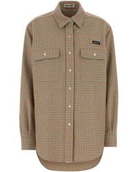 Miu Miu - Embroidered Flannel Oversize Shirt - Lyst