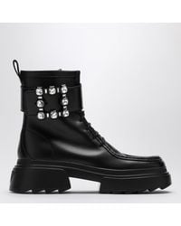 Roger Vivier - Lace-Up Leather Boot With Rhinestone Detail - Lyst