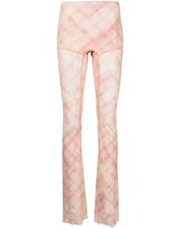 KNWLS - Check-Print Semi-Sheer Trousers - Lyst