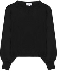 OSCAR THE COLLECTION - Cropped Long-Sleeve Top With Puffed Sleeves And Gathered Hem - Lyst