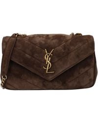 Saint Laurent - Loulou Shoulder Bag Suede/Coffee - Lyst