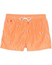 Kiton - Swim Trunks With Drawstring And Logo - Lyst