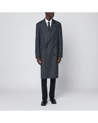 Lardini - Herringbone Double Breasted Coat - Lyst