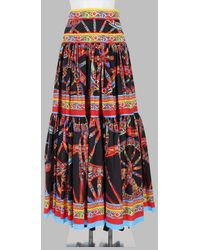 Dolce & Gabbana - Printed Tiered Cotton Maxi Skirt - Lyst