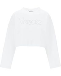 Versace - "Cropped Sweatshirt With Rhinestone - Lyst