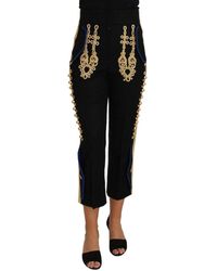 Dames Kleding voor voor Broeken pantalons en chinos voor Lange broeken Dolce & Gabbana Cropped Pantalon in het Zwart 