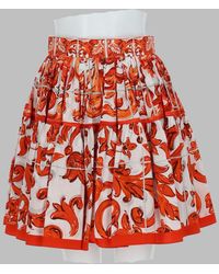 Dolce & Gabbana - Maiolica Print Cotton Skirt - Lyst