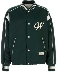 WOOYOUNGMI - Bottle Green Satin Bomber Jacket - Lyst