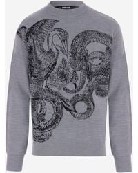 Just Cavalli - Printed Wool-Blend Sweater Acrylic - Lyst