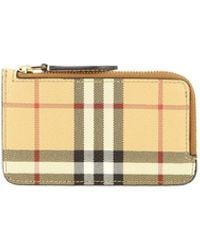 Burberry - Check and Leather Card Case - Lyst
