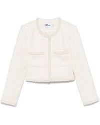 Self-Portrait - Ivory Boucle Jacket - Lyst