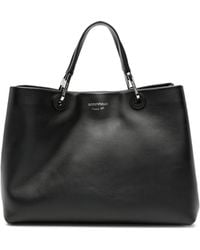 Emporio Armani - Logo-Stamp Leather Tote Bag - Lyst