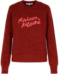 Maison Kitsuné - Maison Kitsuné Burgundy Wool Sweater - Lyst