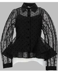 Ganni - Shirt Peplum Organza Recycled Polyester - Lyst