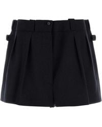 Prada - Midnight Wool Shorts - Lyst