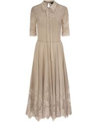 Fabiana Filippi - Long Lace Dress With Embellished Collar And Bow - Lyst