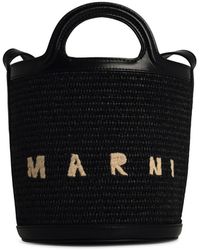 Marni - 'tropicalia' Zwarte Stro Mengt Tas - Lyst